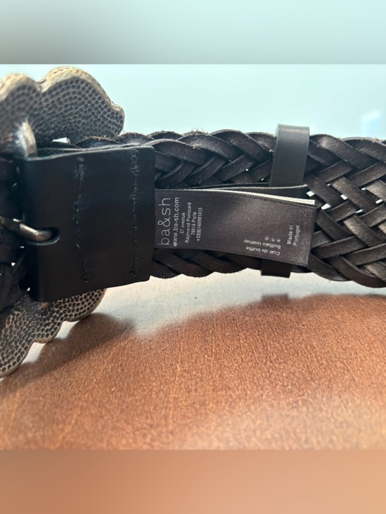 BA&SH Braided leather belt Braid In black, Size 75/US XS main image 9